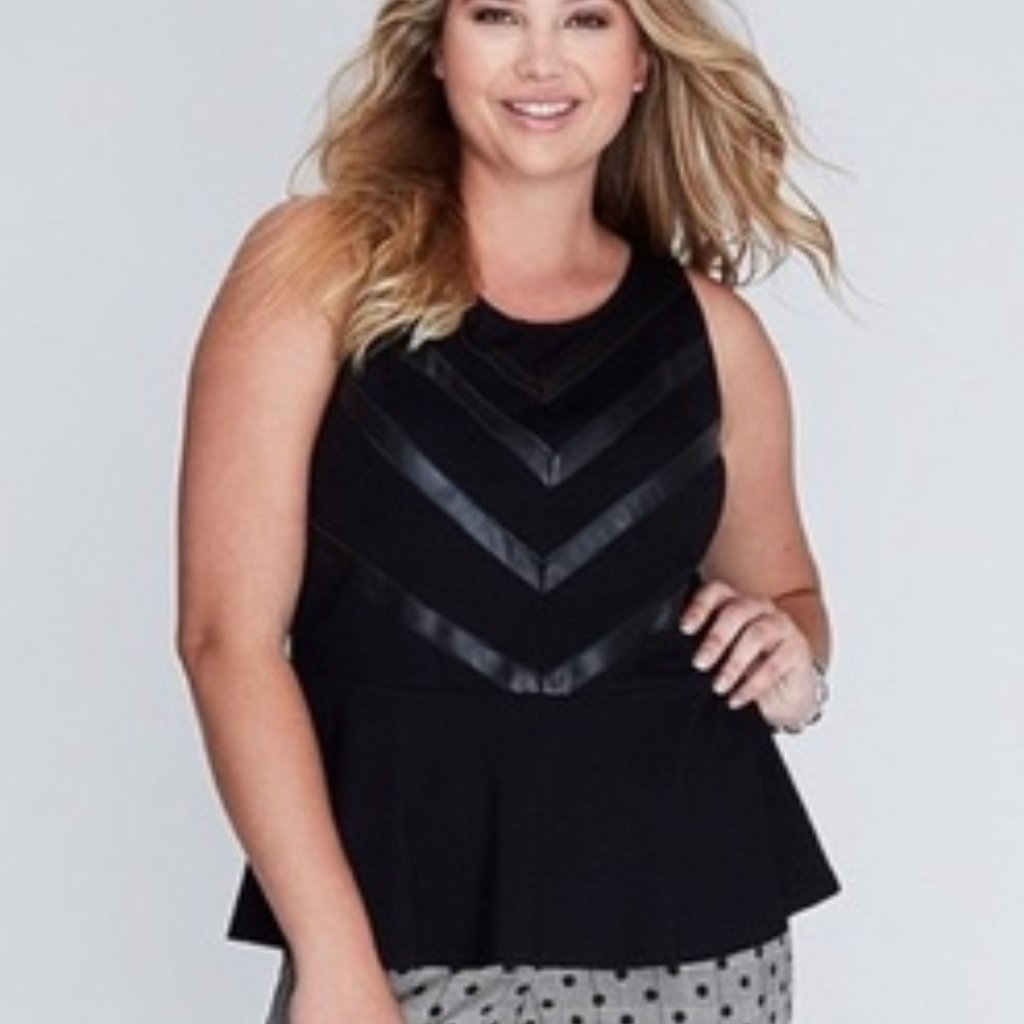 Lane Bryant Peplum Tank With Faux Leather Details 22/24
